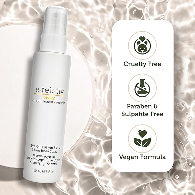 Olive Oil + Phyto Blend Silken Body Spray - Ultra Moisturizing Mist for the Skin - Dry Oil Body Spray Moisturizer - No Gluten, Parabens, Sulfates - Cruelty Free - 5 Oz