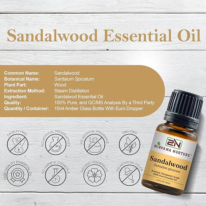 Sandalwood Essential Oil Aromatherapy Diffuser 100% Pure, Premium, Therapeutic Grade, Undiluted, for Calm and Relaxation, Skin Care, Hair Care