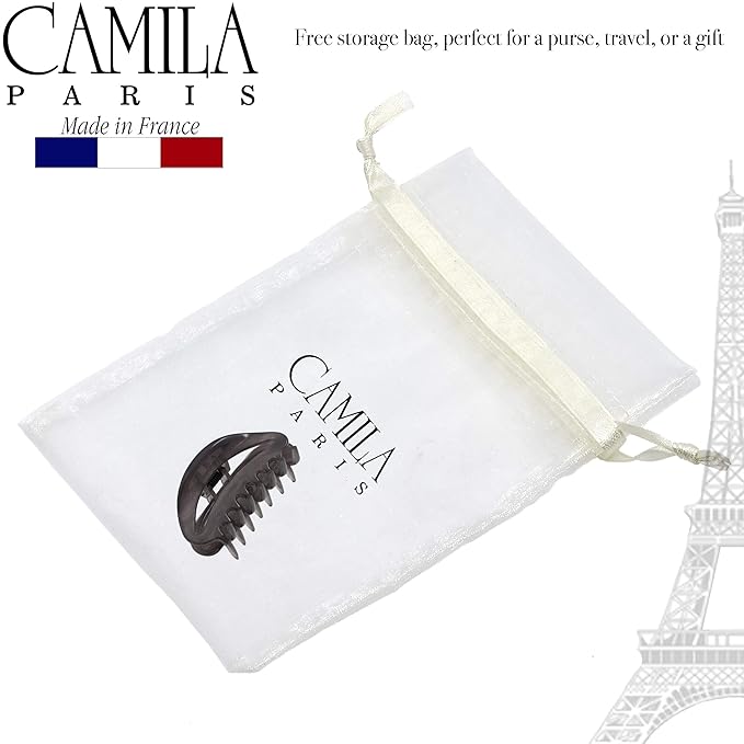 Camila Paris CP3080 French Hair Clip for Women, Gray, Girls Hair Claw Clip Jaw Fashion Durable and Styling Hair Accessories for Women, Luxury Ladies Strong Hold No Slip Grip Clamp, Made in France