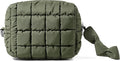 Yarnic Quilted Makeup Bag Cosmetic Bag, Travel Toiletry Bag for Women, Cute Makeup Bag Organizer Puffer Makeup Pouch (S, Olive Green)