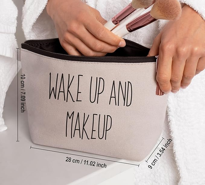 Stylish Makeup Bag Organizer | Perfect 100% Cotton Canvas Cosmetic Bag Ideal for Travel and for Cute Gifts