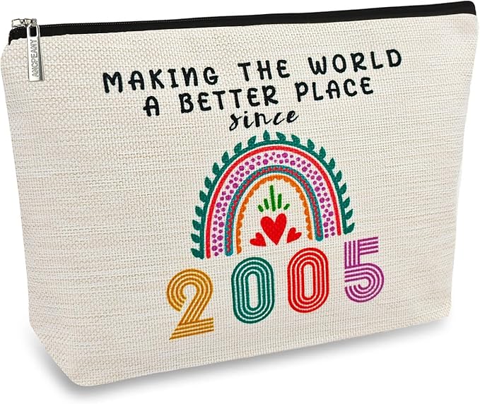 20th Birthday Gifts for Girls Makeup Bags, 2005 Happy 20th Birthday Decorations for Teen Girls, 20 Year Old Girl Birthday Gifts for Daughter, Sister, Granddaughter, Cosmetic Travel Pouch, Christmas