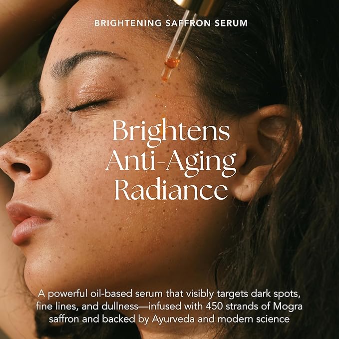 Brightening Saffron Serum - Discoloration Correcting Face Serum, Dark Spot Corrector, Vitamin C Alternative & Hyperpigmentation Treatment - Leaves Skin with a Healthy Glow (0.17 oz)