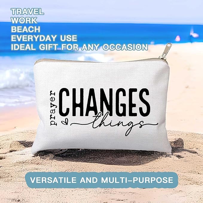 Prayer Changes Things Makeup Bag Christian Worthy You Matter Travel Bag Religious Faith Makeup Case Bible Verse Cosmetic Bag Sister Christian Gift Toiletry Bag Gift