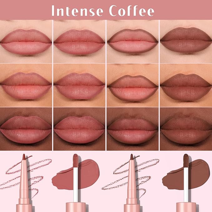 bayfree 2 PCS Lip Liner and Lip Stain Combo Set, High Pigmented Long Lasting Velvet Lip Tint, Well-Defined Lipliner, Weightless Waterproof Not Animal Tested, Matte Finish Makeup