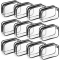 Weewooday 12 Pieces Clear Makeup Bags Cosmetic Storage Bags PVC Zipper Pouches Travel Waterproof Makeup Plastic Case for Women Organizing Toiletries Traveling Bathroom(Medium,Black)