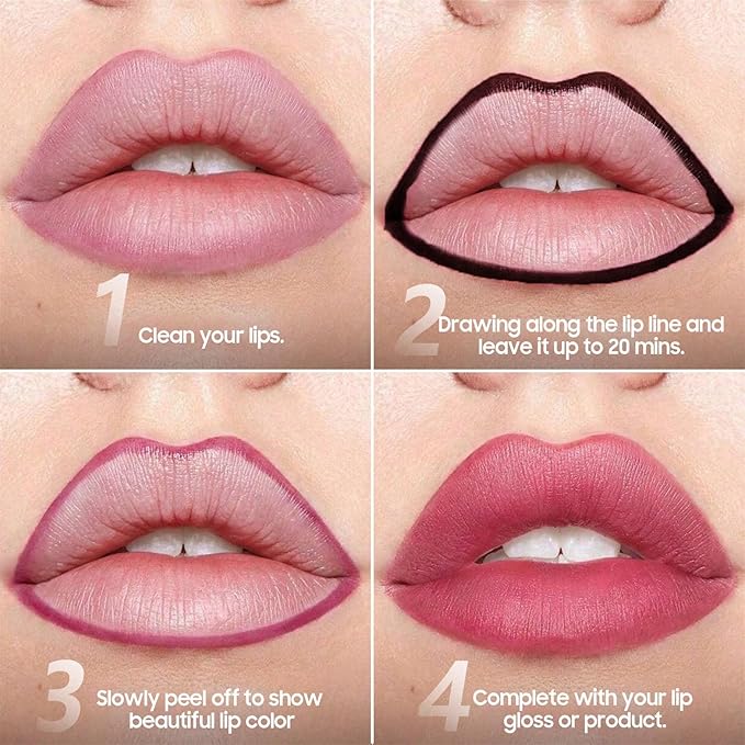 Lip Liner Stain Peel off - Waterproof & Long Lasting Peel Lip Stain Non-Stick Cup, Enhancing Complexion & Nourishing for All Skin Types, Create A Natural Lip Color (Coral, 1 Count)