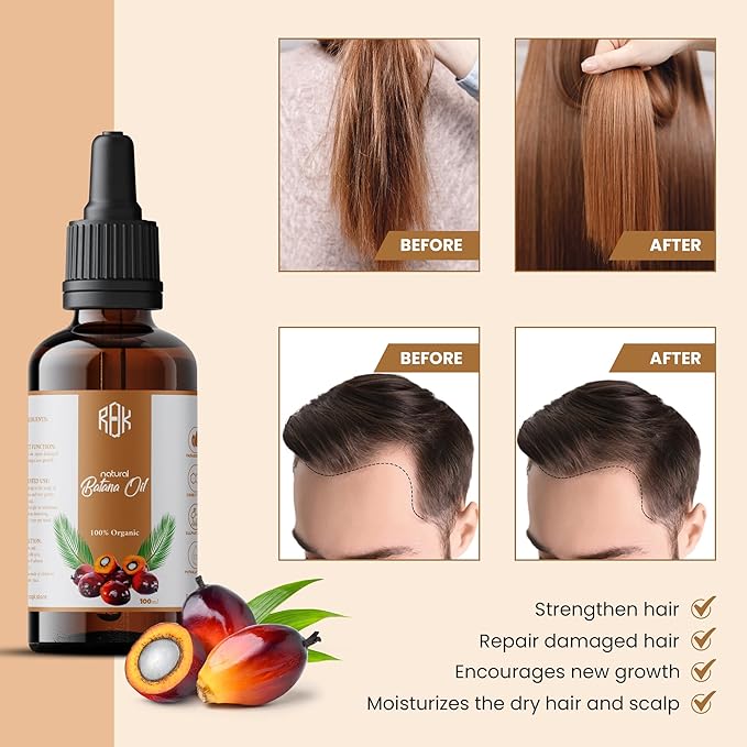 Batana Oil for Hair Growth Natural Scalp Oil for Strengthening, Repairing Damaged Hair, and Encouraging New Growth Pure & Paraben-Free Hair Growth Oil with Easy Dropper Lid and Eyelash kit
