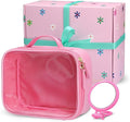 Pink Makeup Cosmetic Bag, Travel Toiletry Bag, Cute Makeup Pouch, Transparent Travel Case, Clear Front, Waterproof and Quart Size Bag, Best Gift for Girls, Teens, Women
