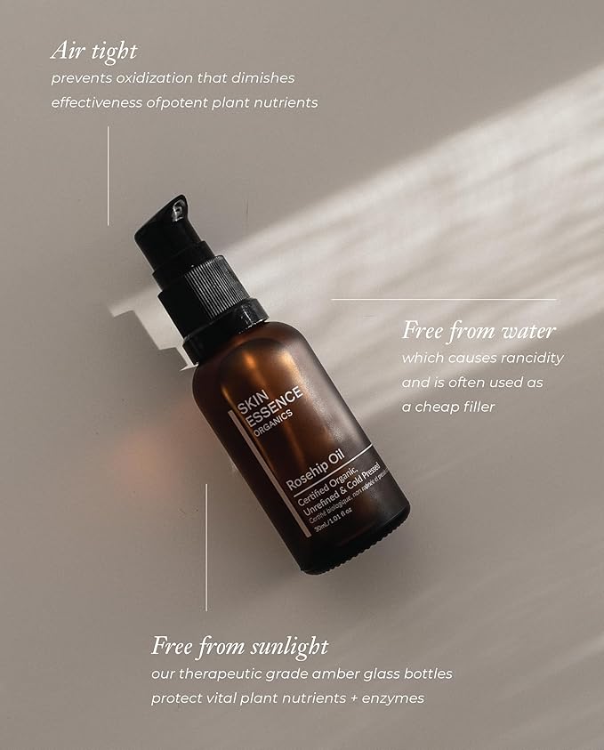 Skin Essence Organics Rosehip Seed Oil - Authentic, Cold-Pressed, & Certified Organic (30ml)