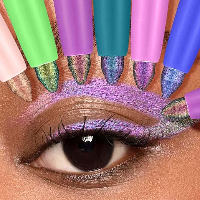 Purple Pink Eyeliner Chameleon Metallic Glitter Eyeliner Pen Multicolor Cream Shimmer Glitter Smooth Eyeshadow Stick Waterproof Long Lasting Eye liner Pencil,Party Stage Use # 03