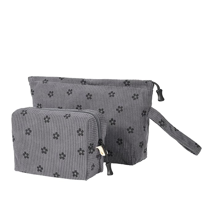 Small Cosmetic Bag set for Women Corduroy Makeup Bag with Interior Pocketes Cute Corduroy Makeup Pouches Women Small Toiletry Bag
