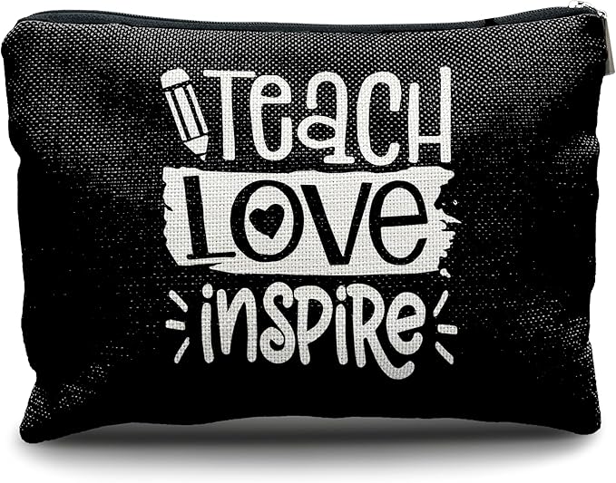 Nogrit Teacher Gifts - Black Makeup Bag, Teacher Appreciation Gifts, Inspire Small Cosmetic Bag for Purse