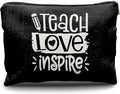 Nogrit Teacher Gifts - Black Makeup Bag, Teacher Appreciation Gifts, Inspire Small Cosmetic Bag for Purse