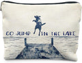 Funny Dog Makeup Bag, Dog Mom Lovers Gifts Cosmetic Bags for Women, Gifts for Lake Lovers, Go Jump in the Lake Funny Dogs Zipper Makeup Pouch