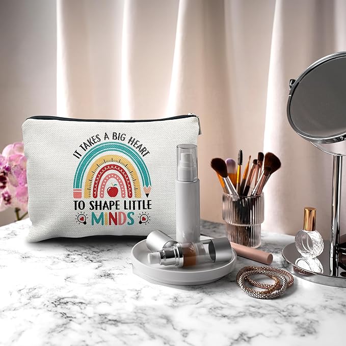 Nogrit Teacher Tote, Makeup Cosmetic Bag - 'It Takes a Big Heart' - Gifts for Teachers