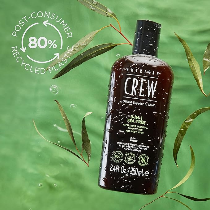 American Crew Shampoo, Conditioner & Body Wash for Men, 3-in-1, Gift for Men, Tea Tree Scent, 15.2 Fl Oz