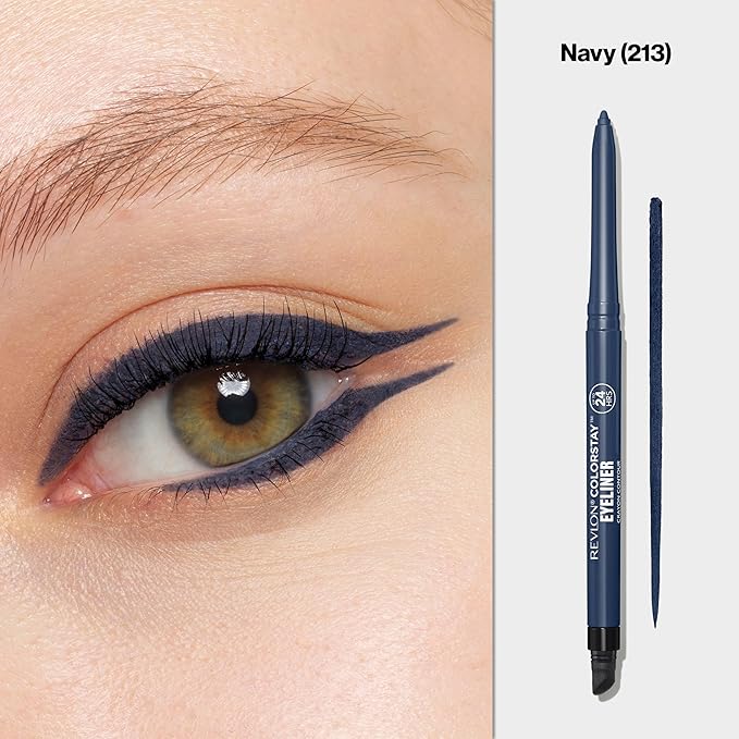 REVLON ColorStay Pencil Waterproof Eyeliner, Smudge-Proof, Eye Makeup with Built-In Sharpener, Stocking Stuffer for Women, 213 Navy, 0.01 oz