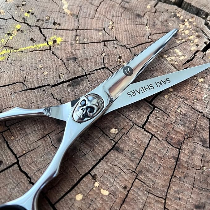 Saki Shears Tachi Set of Hair Shears for Professionals - Cutting and Thinning Shears - Skull Screw - 6.0 Inch - Japanese 440C Steel