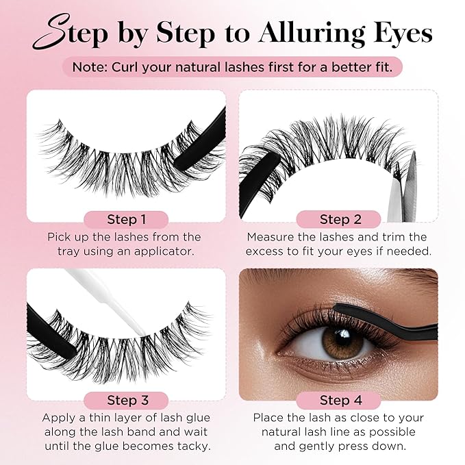 Bepholan False Eyelashes Natural Look Wispy Eyelashes 3D Fluffy Fake Eye Lashes Soft Band Easy to Apply 3 Pair Faux Mink Strip Lashes(M01)