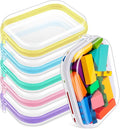 Sanwuta 6 Pcs Clear Hard Zipper Case Hard Plastic Zipper Pouches Makeup Bag Pencil Pouches Transparent Cases for Snacks Plastic Storage Organizer Box for Travel(Assorted Color,7.87 x 5.9 x 2 Inch)