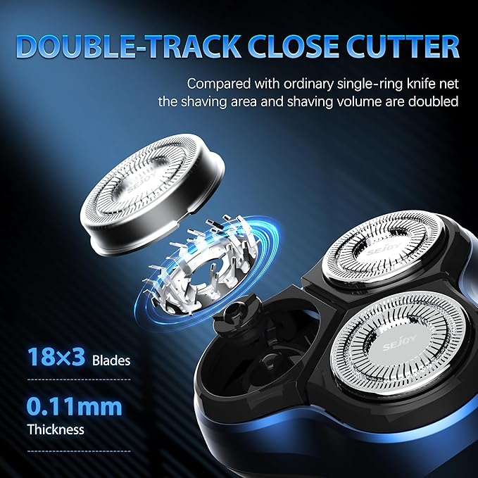 Sejoy Electric Razor for Men,Electric Shavers for Men,Face Shaver, Cordless Washable Rechargeable Shaving Machines,Pop Up Trimmer for Travel Home, LED Display,Fast Charging