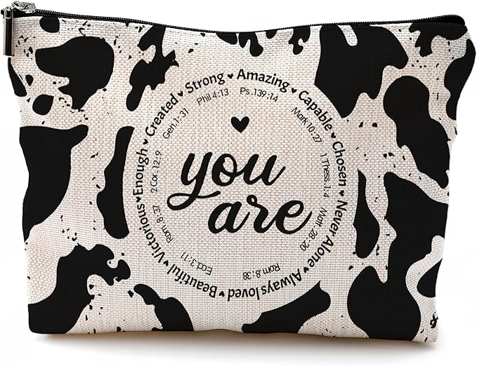 Western Cow Print Makeup Bag - Christian Inspirational Gifts Cosmetic Bags With Zipper