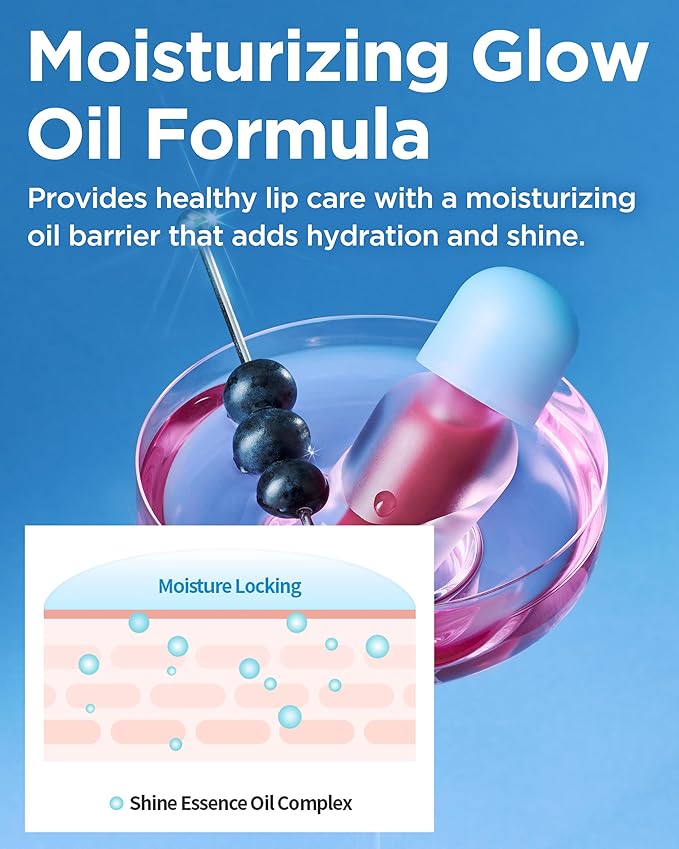 TOCOBO Juicy Berry Plumping Lip Oil 02 Berry Brandy – Korean Vegan Hydrating Lip Oil with Plant Oils for High Shine Gloss - Non Sticky Formula for All Skin Tones, 0.12 fl.oz.