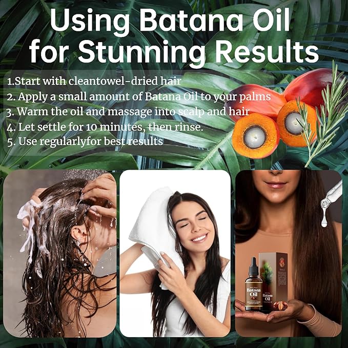 Batana Oil for Hair Growth, 100% Organic Batana Oil from Honduras with Rosemary, Enhances Hair & Skin Radiance Nourishment, Reduce Hair Loss, Batana Hair Oil for Women and Ma, 30ml / 1 Fl Oz (2)