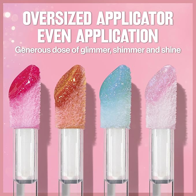 REVLON Super Lustrous Glimmer Gloss, Non-Sticky Lip Gloss, High-Shine Finish, Plant-Based Glitter, 001 Diamond Drama, 0.13 fl oz