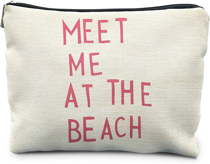 Beach Makeup Bag, Cosmetic Bags, Meet Me at the Beach, Beach Gifts for Women, Travel Makeup Pouch