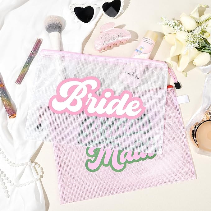 SOIDRAM 6PCS Bridesmaid Makeup Bag Clear Zippered Bag Bridesmaid Proposal Gifts Cosmetic Pouch for Wedding Party Favors Bachelorette Party Decorations Toiletry Organizer Bag Cosmetic Case Gift