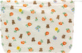 PAZIMIIK Floral Makeup Bag Large Cotton Zipper Pouch for Purse Travel Canvas Make Up Organizer for Women Cosmetic,Flower Bear White