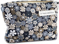 STARDW Aesthetic Floral Makeup Bag Cute Small Cosmetic Bags for Women Girls, Travel Toiletry Bag Large Capacity Zipper Makeup Pouch, Purse Organizer Pouches