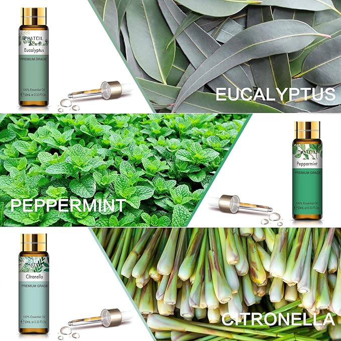 PHATOIL 9PCS Premium Quality Essential Oils Set for Soap Making Diffusers, 10ml/0.33fl. oz Fragrance Oils, Long Lasting Scents, Ideal Gift Set for Friends and Families