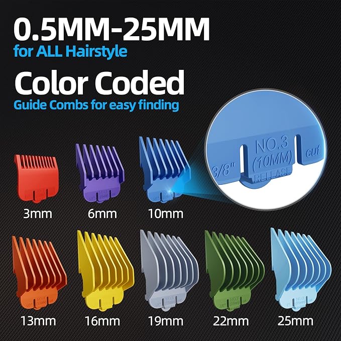 Chicclly Professional Hair Clippers for Men&Women, Low Noise Hair Cutting Kit with 10 Color Combs, LED Display, Gifts for Men, 5H Cordless Clippers and Trimmers Set with Scissors,Cape