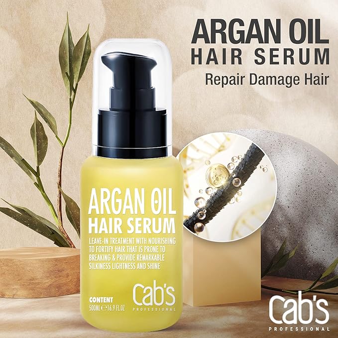 Cab's Argan Oil - Frizzy Control for Dry, Damaged & Coarse Hair, Nourishing and Repair Shine - Paraben Free, Sulfate Free 1.69 fl oz (Serum With Box)