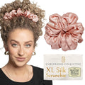 Silk Scrunchies for Women Ponytail Holders – Oversized Mulberry Silk Scrunchies – Extra Large No Damage Hair Ties for Curly, Thick, and Thin - Hair Accessories for Women – Blush Pink, XL By Curlfriend