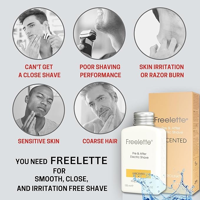 Pre Electric Shave After Shave Lotion Cream - Best For Close Shave - Smooth Irritation Free Shaving - Shooting and Mousturising Balm Freelette. Pherolink. 3.76 Ounce. UNSCENTED