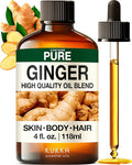 KUKKA Ginger Essential Oils - 4 Fl Oz - for Hair, Skin, Diffuser, Aromatherapy & DIY Soap Making Scent