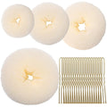 Teenitor 4pcs Hair Bun Shaper Set with Extra-large, Large, Medium, Small Donut Hair Bun Maker, 20pcs Large Bobby Pins, Cream Color