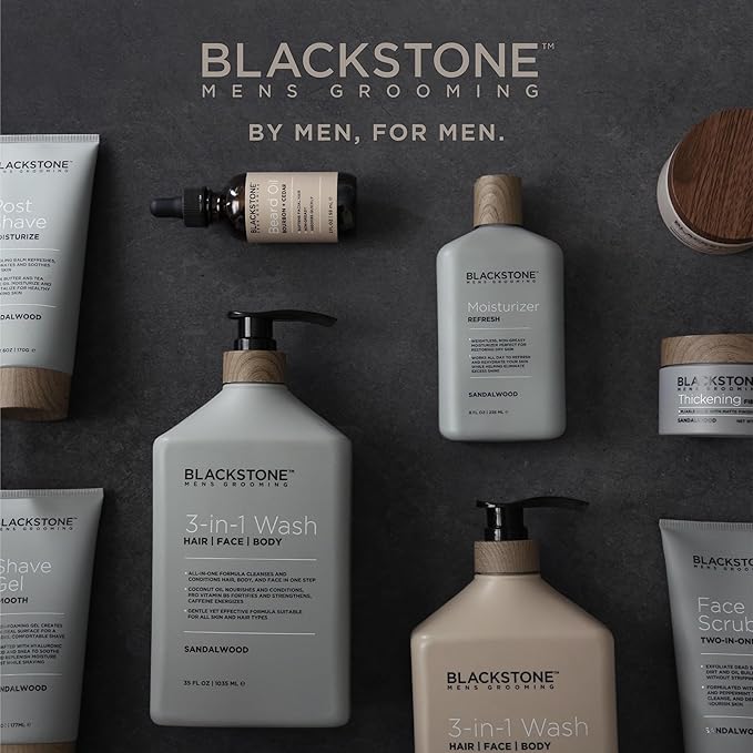 Blackstone Men's Grooming Thickening Fiber Paste Gel for Hair Styling - Adds Volume with Pliable Hold & Matte Finish | Paraben & Cruelty Free | Made in USA, Sandalwood (4 oz)