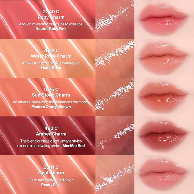 ENTROPY Makeup 2-in-1 Charm Shiny Glowy Lip & Cheek Gloss Tint Keychain, High Pigment Glossy Lip Color & Plumping Gloss, C6 Water Wood Charm