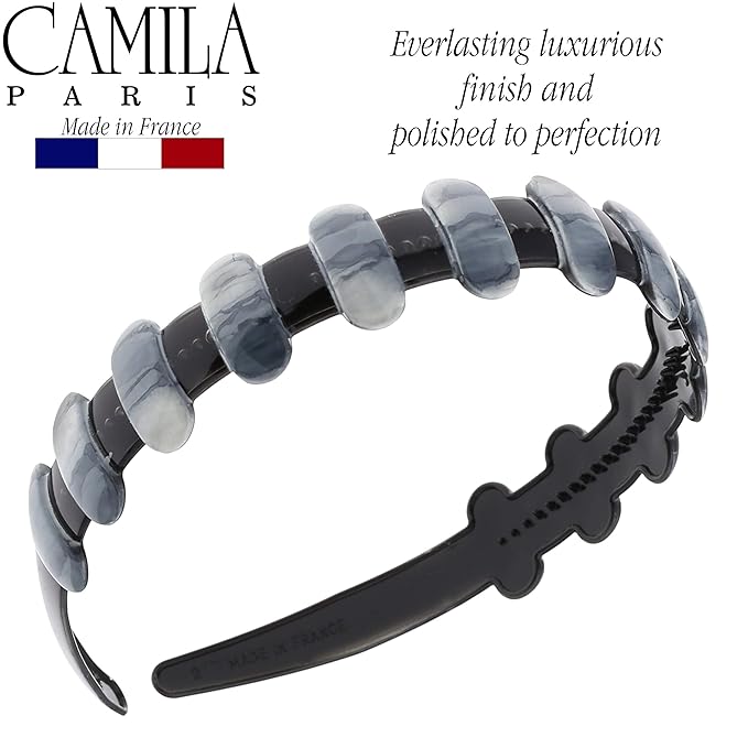 Camila Paris MP854 French Headband for Women, Strong Hold Grip Women's Hair Band, Very Flexible, No Slip and Durable Styling Girls Hair Accessories, Made in France with Cellulose