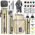 Professional Hair Clippers for Men,Cordless Barber Clippers and Trimmers Set,Beard Trimmer for Men，Electric Razor Foil Shavers for Ear, Face, Nose, Barber Kit with LCD Display (Bronze)