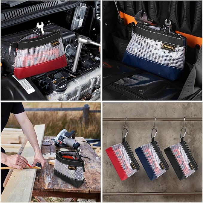 Clear Tool Pouch, 7" Small Tool Bag, Mini Zipper Pouch, See Through Tool Pouch Bag for Tool Box Organizers and Storage, Heavy Duty Tool Bag for Men and Women, 3 Pack