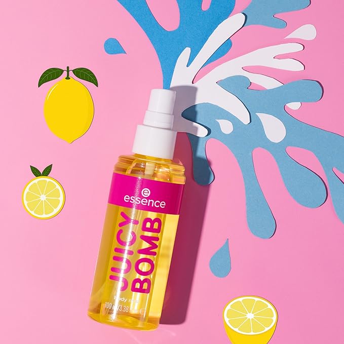 essence | Juicy Bomb Body Mist | Fresh Citrus Blend with Pineapple & Amber | Long-Lasting, Travel-Friendly & Vegan (04 | Zesty Citrus)
