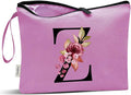 Vavabox A-Z Personalized Makeup Bag, Birthday Gifts for Women Mom, Gifts for Best Friend, Bride Bridesmaid Cosmetic bag (Z, Purple)