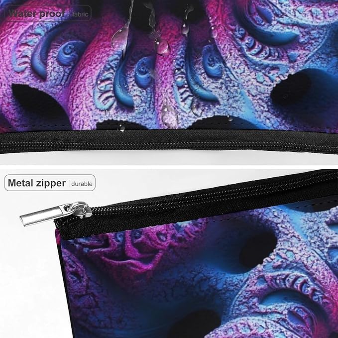 Women's Fashion Zipper Cosmetic Case, Portable Makeup Case, Personality Toiletry Bag, Travel Cosmetic Toiletry Bag Trippy Purple Tie Dye
