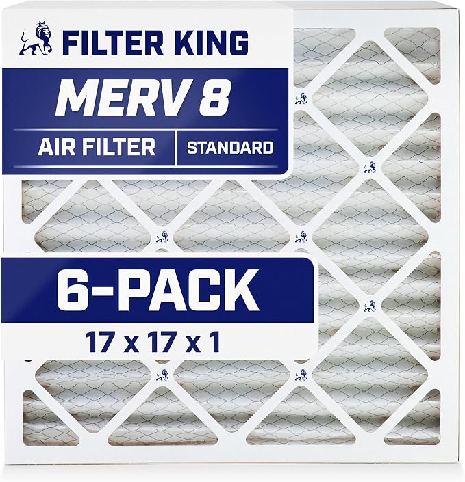 Filter King 17x17x1 Air Filter | 6-PACK | MERV 8 HVAC Pleated A/C Furnace by FilterKing
